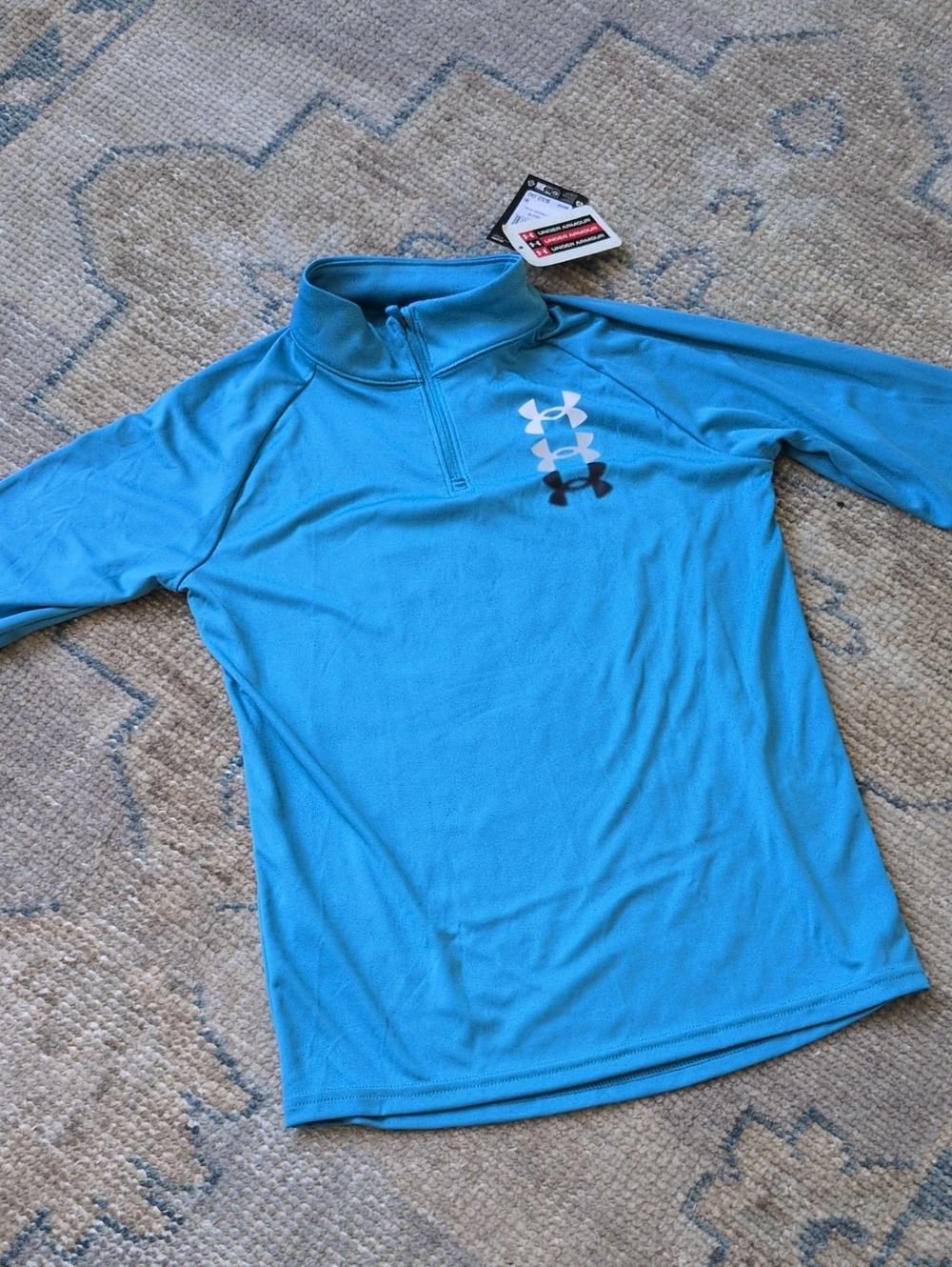 Under Armour Boys' Turquoise Long-Sleeve Quarter-Zip Performance Top